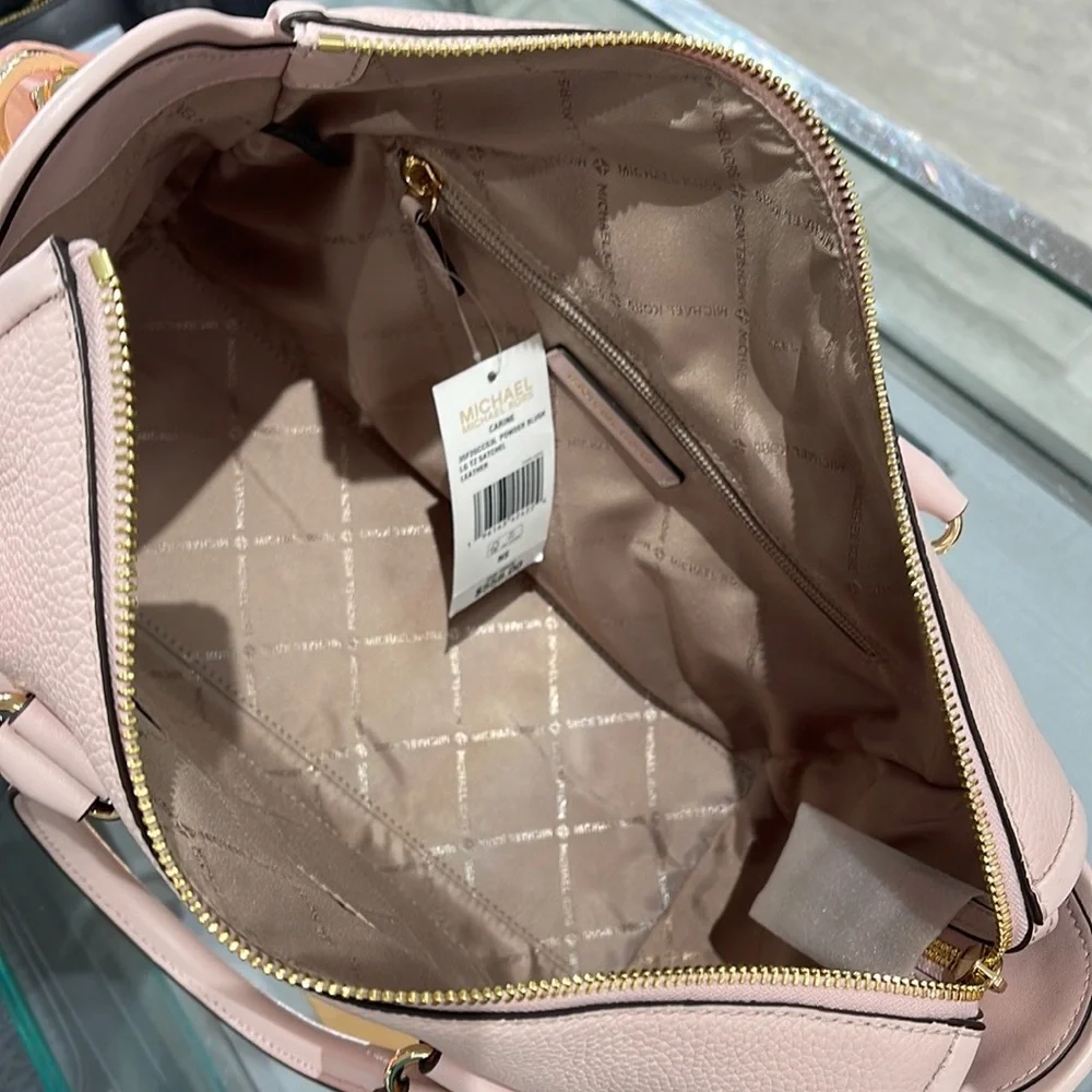 MICHAEL KORS 
Carine Large Pebbled Leather Top Zip Satchel
Powder Blush
NWT - Picture 11 of 16